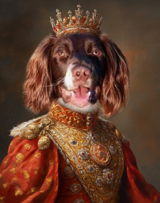 Father's Day Regal Gift, Dog Portrait from Photo, Pet Loss Memorial, King & Queen Cat Art