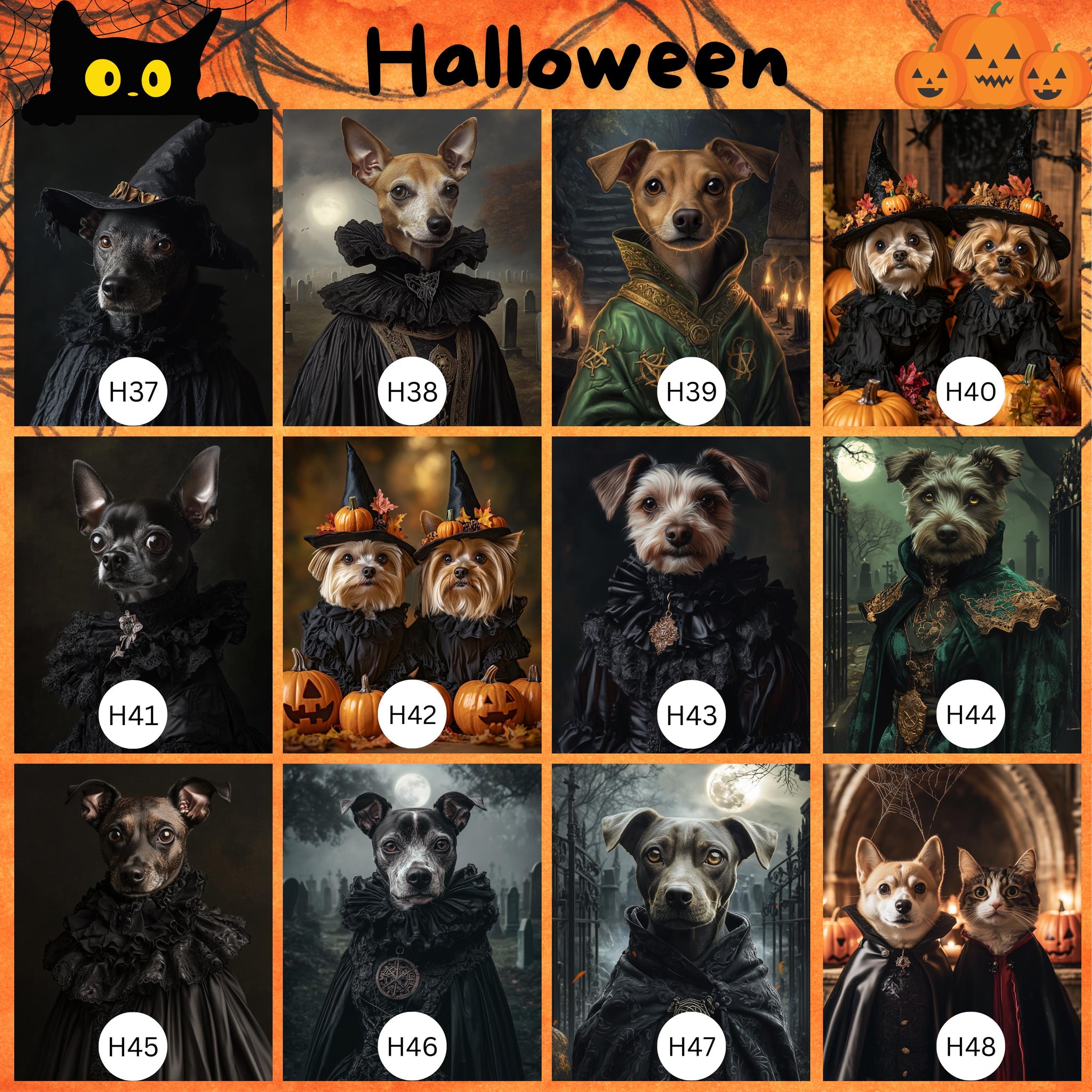 Custom Halloween Pet Portrait, Witch-Themed Pet Art, Digital Portrait, Canvas or Framed Poster, Halloween Decor, Gift for Pet Lovers