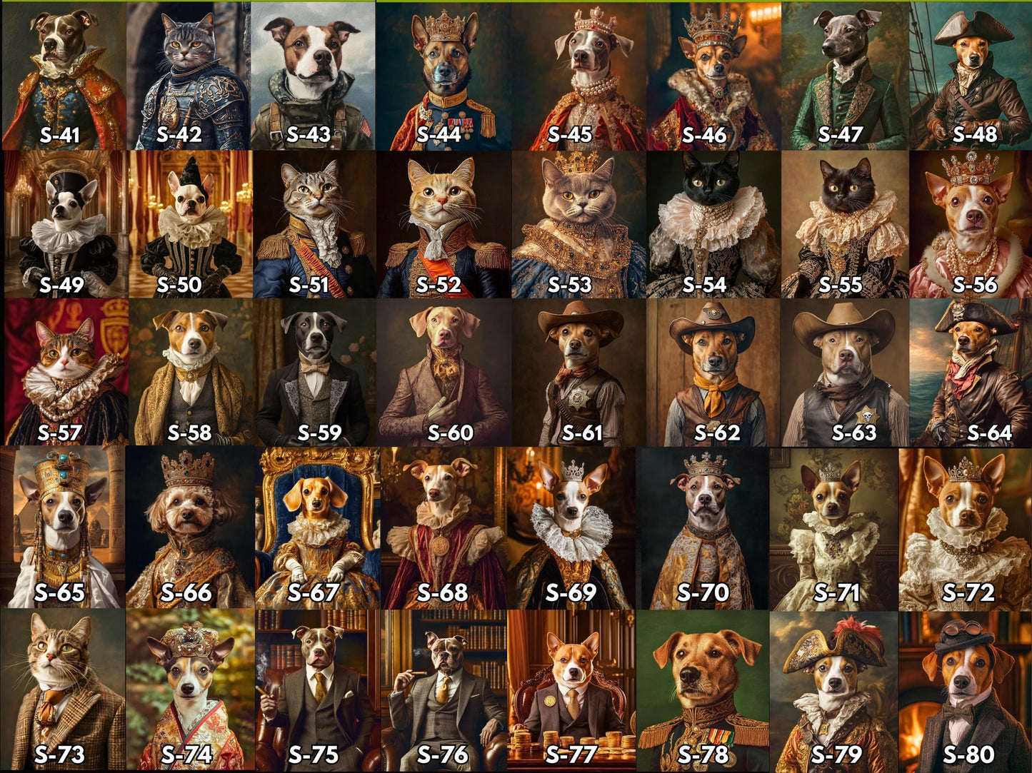 Custom Pet Oil Painting on Canvas, Royal Pet Portrait from Photo, Personalized Pet Portrait Custom Gift for Pet Lovers