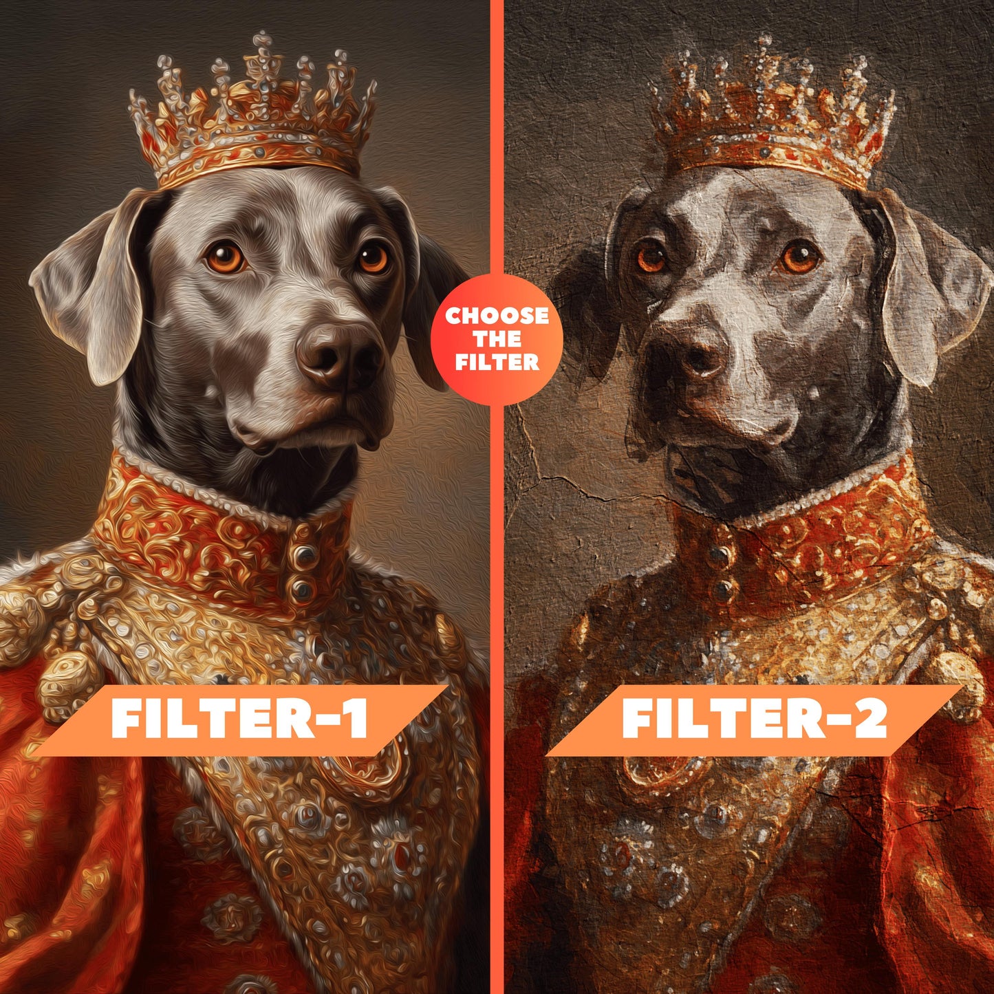 Custom Pet Oil Painting on Canvas, Royal Pet Portrait from Photo, Personalized Pet Portrait Custom Gift for Pet Lovers