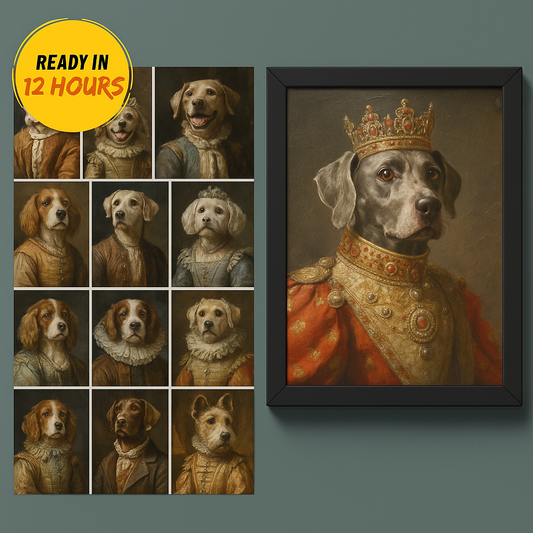 Personalized Royal Pet Portrait β Unique Gift for Dog Moms & Dads, Custom Pet Art
