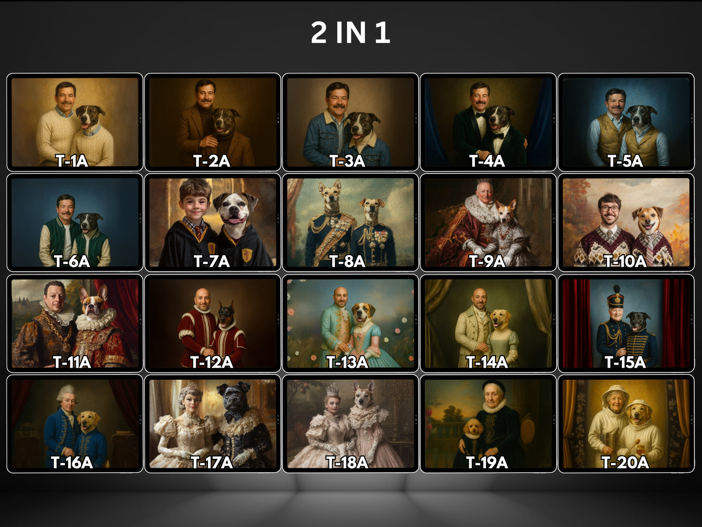 Royal Pet Portrait, Custom Oil Painting on Canvas, Personalized Pet Gift, King Queen Pet Art, Renaissance Pet Painting