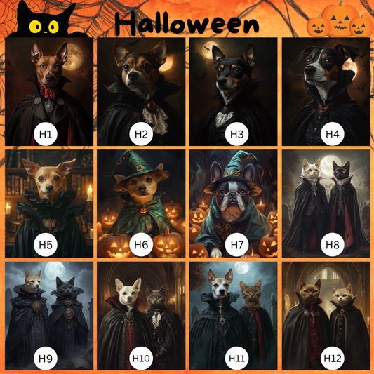 Custom Vampire Halloween Pet Portrait from Photo