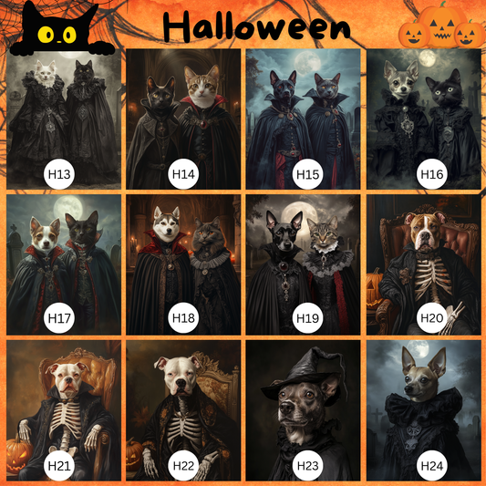 Personalized Vampire Pet Portrait, Halloween