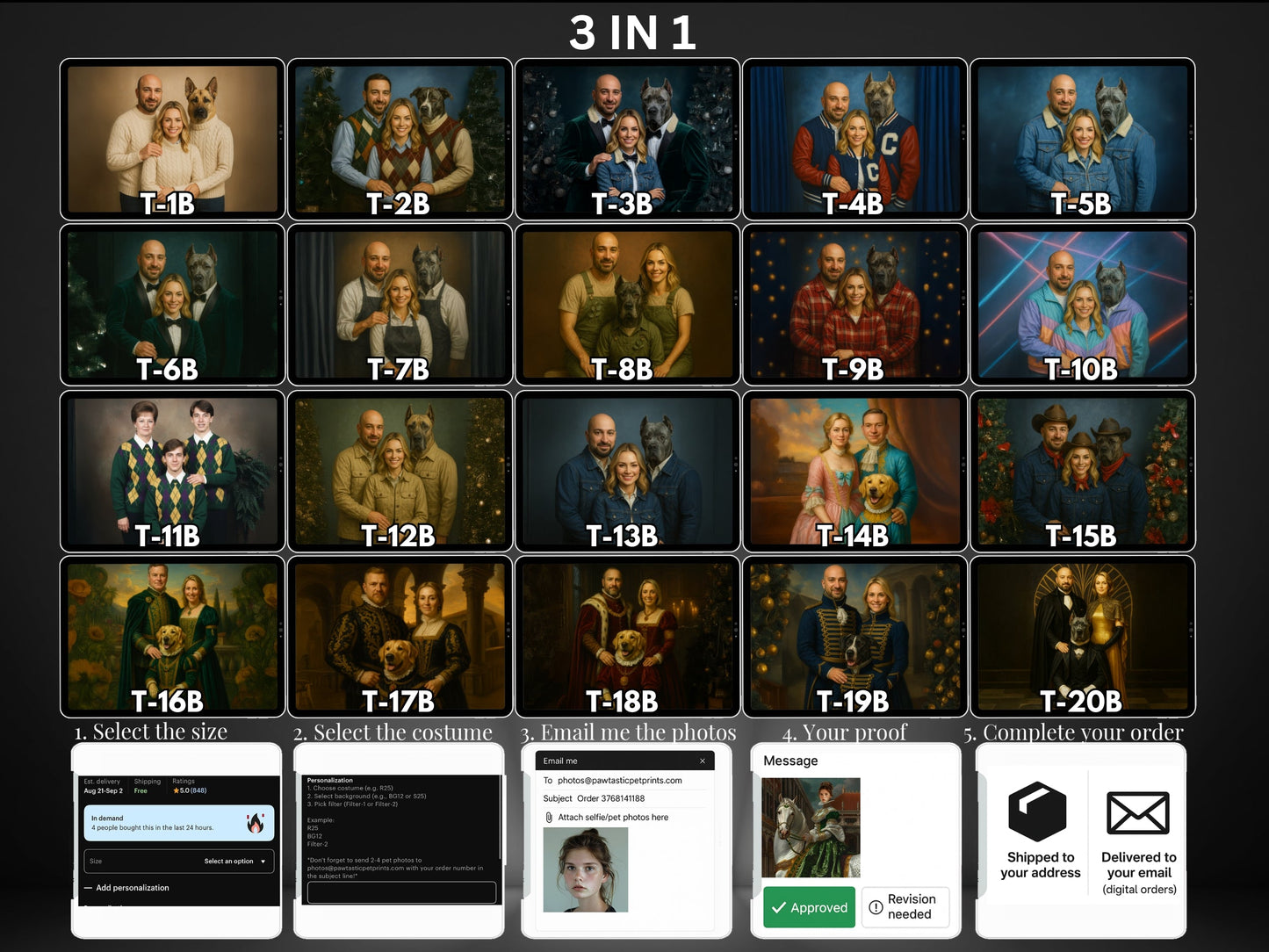 Custom dog portrait canvas – Father's Day Regal Gift, Dog Portrait… pet portrait painting wall art.