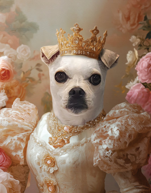 Custom Royal Pet Portrait Canvas, Personalized Cat Oil Painting