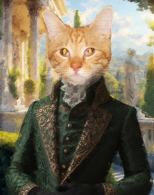 Custom Cat Portrait from Photo, Renaissance Cat Paintin