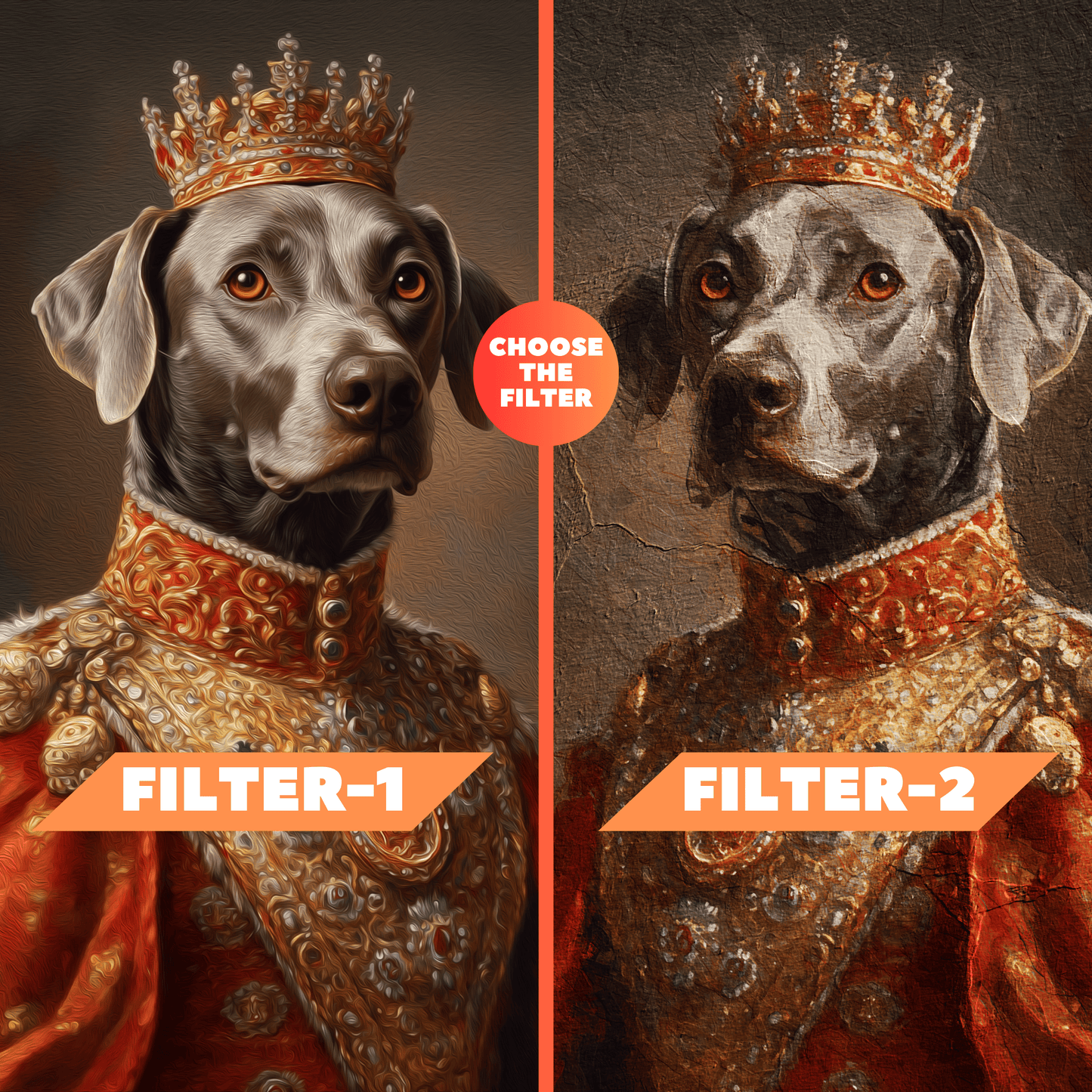 Custom Pet Portrait Oil Painting, Royal Pet Art from Photo, Personalized Dog Portrait Canvas