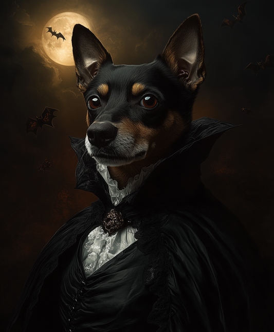 Personalized Vampire Pet Portrait, Halloween Pet Art, Digital or Canvas Pet Portrait, Custom Pet Vampire Decor for Halloween