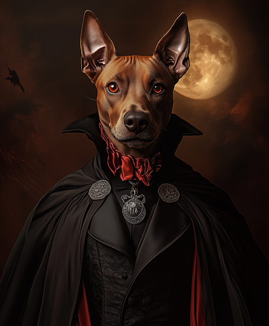 Custom Vampire Halloween Pet Portrait from Photo, Personalized Pet Art, Canvas or Framed Poster, Halloween Decor, Pet Gift for Pet Lovers