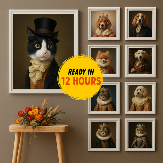 Royal Pet Portrait from Photo, Personalized Cat Oil Painting