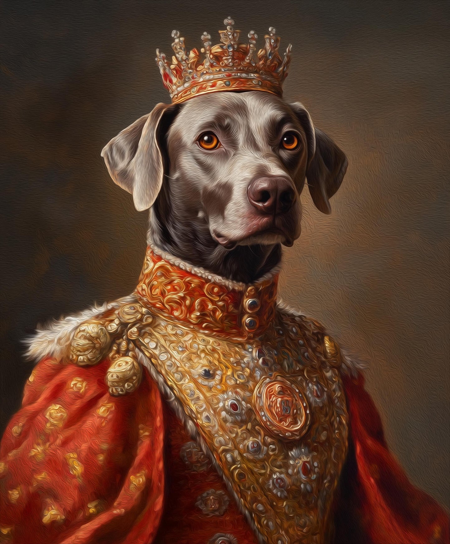 Royal Pet Portrait, Custom Oil Painting on Canvas, Personalized Pet Gift, King Queen Pet Art, Renaissance Pet Painting