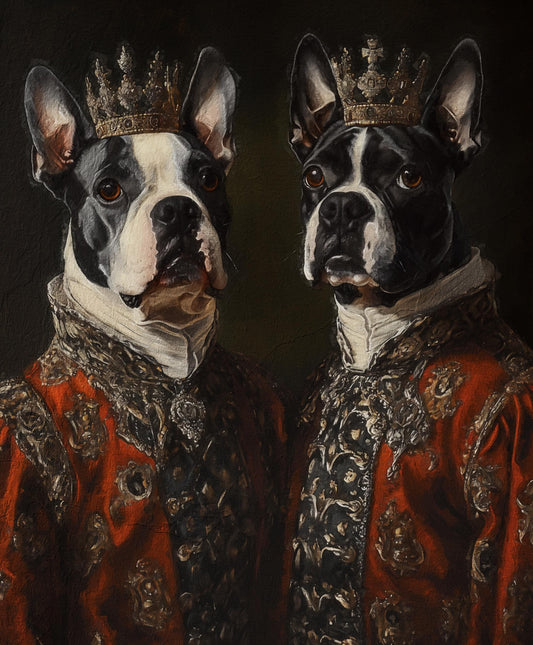 2 Pet Portrait - King and Queen Renaissance Pet Pictures - Canvas Pet Portrait - Royal Gifts for Him Her - Personalized Pet Painting