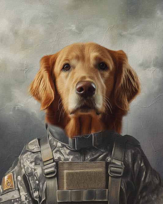 Personalized US Military Pet Portrait - Custom Air Force Pet Painting from Photo - Military Pet Lover Gift - Canvas, Digital, Poster