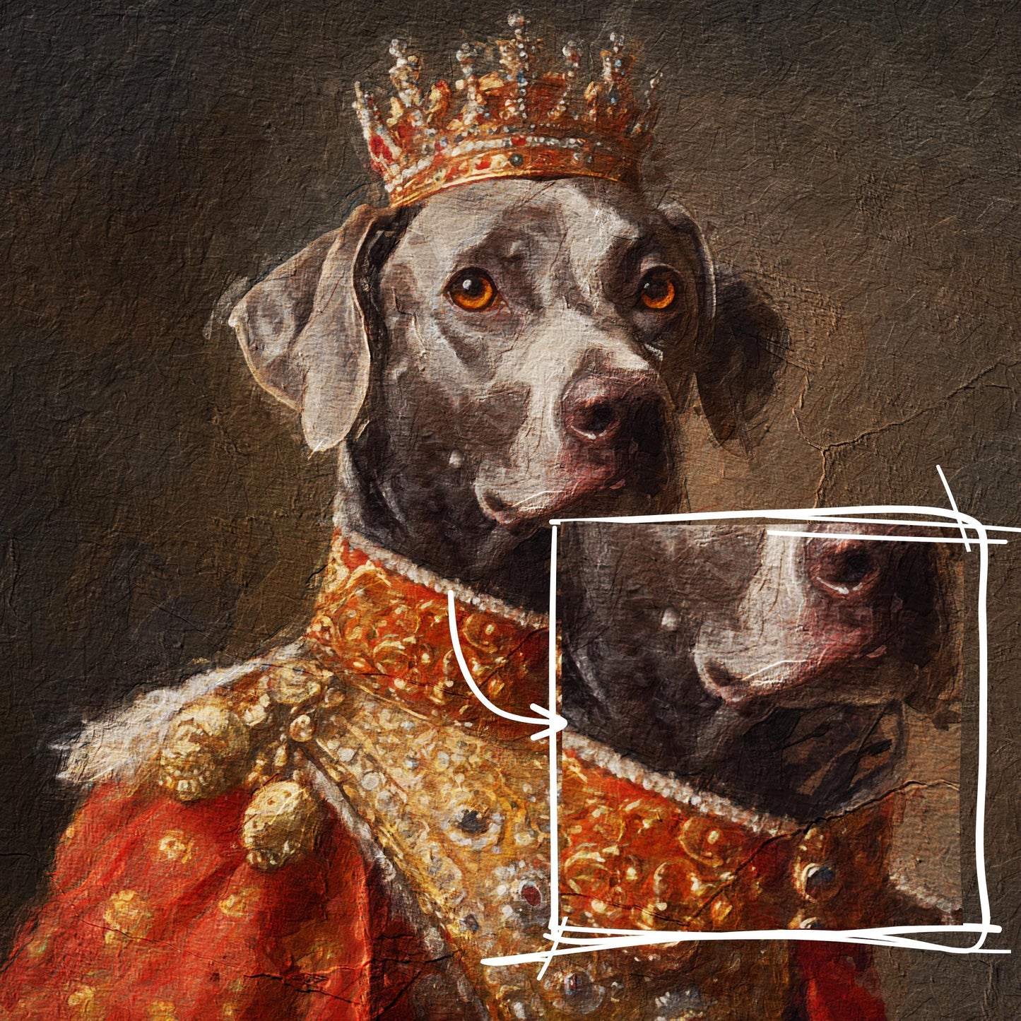 Custom Dog Portrait, King Queen Pet Art, Personalized Pet Gift, Renaissance Portrait, Pet Memorial Gift