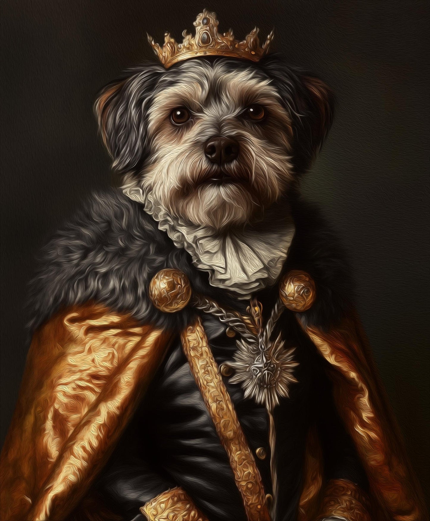 Custom Dog Portrait, King Queen Pet Art, Personalized Pet Gift, Renaissance Portrait, Pet Memorial Gift