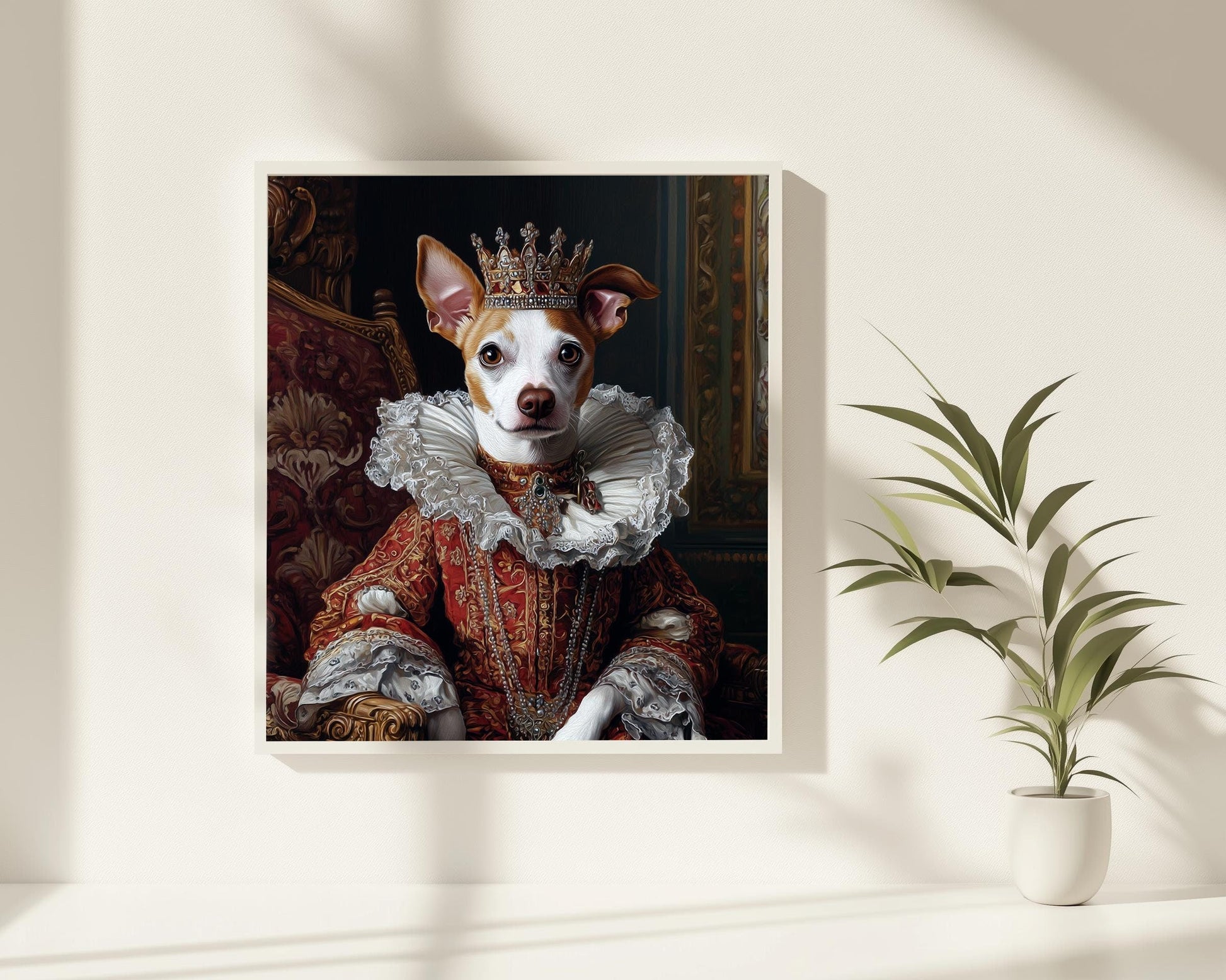 Personalized Pet Portrait on Canvas, Royal Dog Portrait from Photo, Custom Renaissance King Pet Painting, Digital Art Design